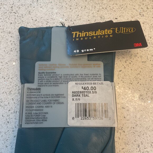 NWT Isotoner Leather Thinsulate Lined Gloves Size 8.5/9 - Picture 5 of 6
